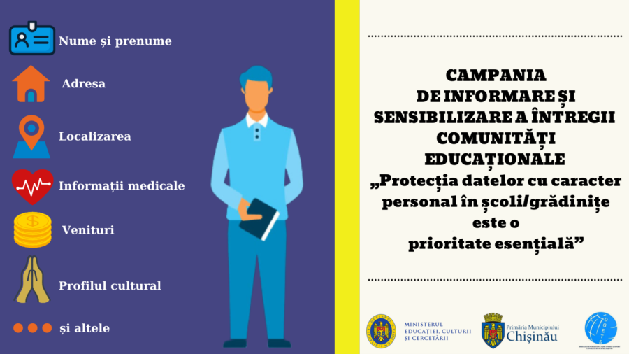 CAMPANIA DE INFORMARE ȘI SENSIBILIZARE A ÎNTREGII COMUNITĂȚI EDUCAȚIONALE „Protecția datelor cu caracter personal în școli/grădinițe este o prioritate esențială!”